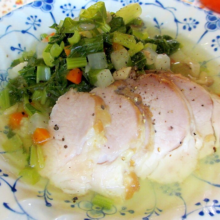 ボイルドポークと小松菜のスープ